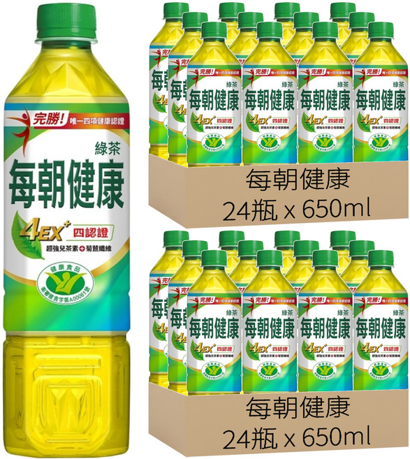 每朝健康 綠茶, 650ml, 48瓶