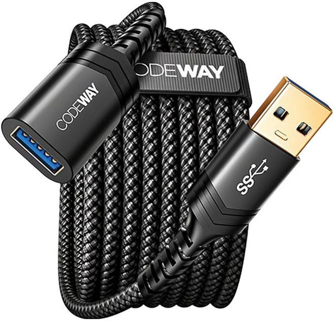 CODEWAY USB 3.0 5Gbps 公對母 高速傳輸延長線, 5m, 黑色, 1條