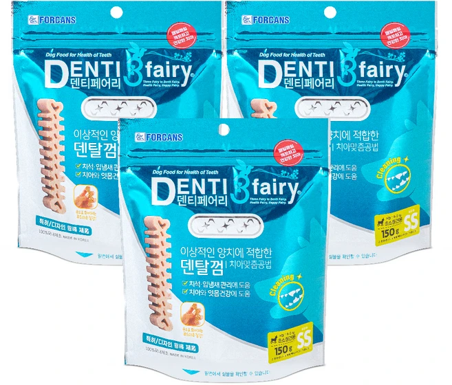 포켄스덴티페어리 강아지 덴탈껌 SS, 타피오카, 150g, 3개 - 쿠팡