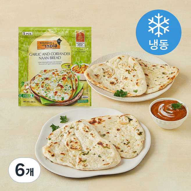 키친오브인디아 갈릭 고수 난 5개입 (냉동), 400g, 6개