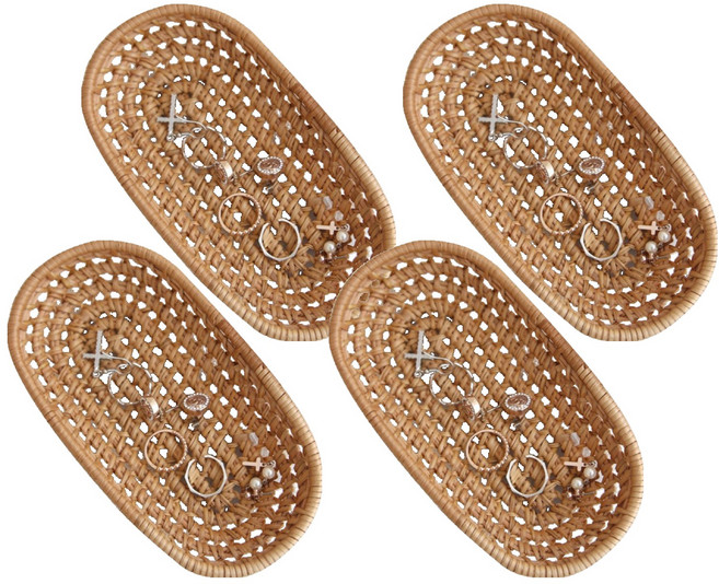 내일의공간 등나무 라탄 트레이 타원형, 4개