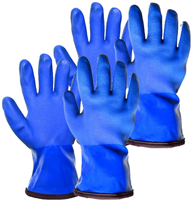 한우 PVC코팅 기모 방한장갑 양손세트, 블루, 2세트