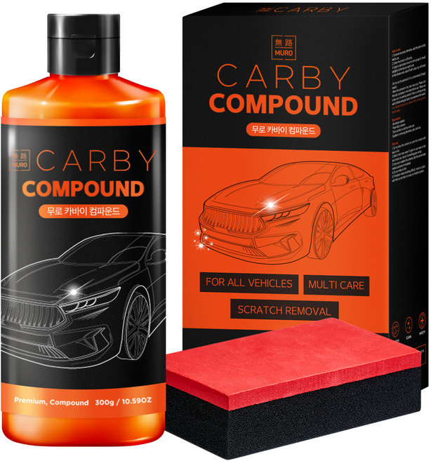 무로 카바이 흠집제거 광택 대용량 컴파운드 + 전용 스펀지, 300g, 1세트