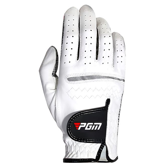 PGM Golf 男款羊皮高爾夫防滑顆粒運動手套 右手用 PG007, 白色, 1個