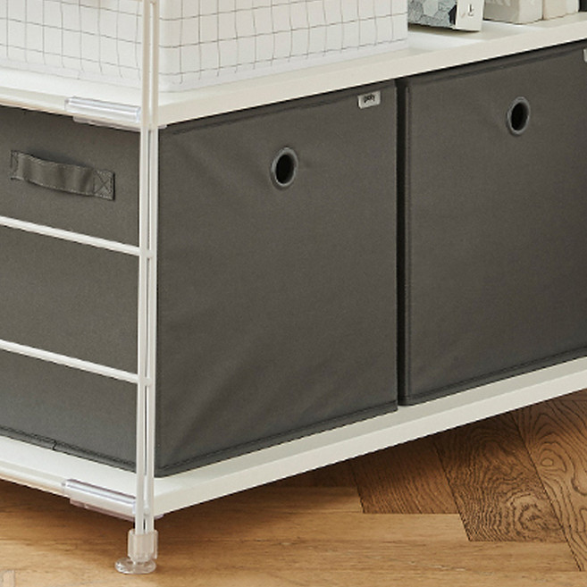 HANSSEM Sam系列 聚酯纖維大型附蓋收納籃組, 灰色, 2組