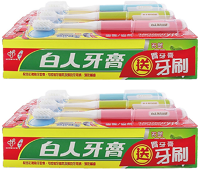 T.KI 白人 台灣公司貨 雙氟鈣牙膏牙刷組 牙刷款式隨機, 2組, 660g