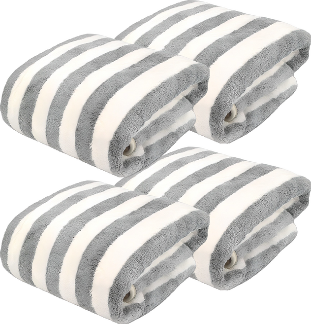 원이네 스트라이프 소프트 샤워타월 300g 코랄벨벳, 그레이, 4개
