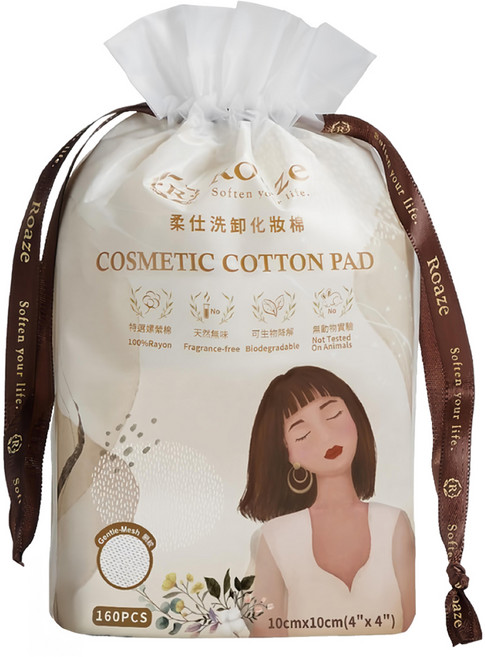 Roaze 柔仕 洗卸化妝棉 160張/包 聚柔網紋 彈力拉伸 柔軟親膚 一張卸全臉, 1包, 160張