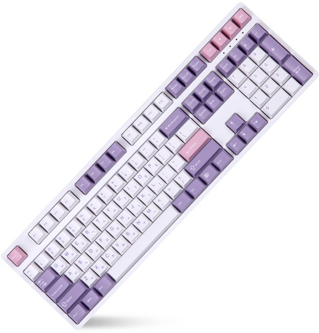MONSTARGEAR 132鍵 Cherry 韓文 PBT 客製化點綴 韓英 鍵帽, 白色 + 紫色, 紫色蝴蝶