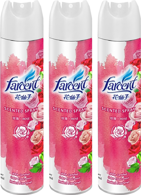 farcent 花仙子 芳香噴霧, 320ml, 3瓶, 玫瑰