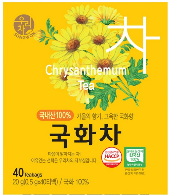 우리차 국화차 티백, 0.5g, 40개입, 1개