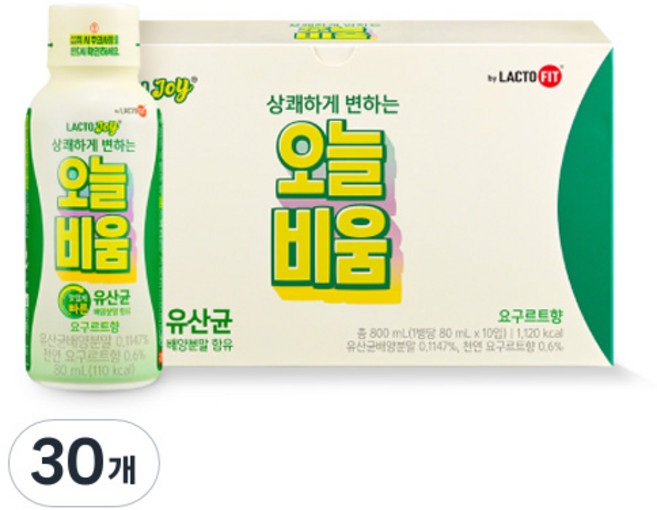 락토조이 오늘비움 유산균음료, 80ml, 30개