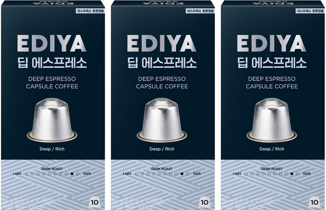 이디야 딥 에스프레소 캡슐커피, 5.5g, 3개, 10개입