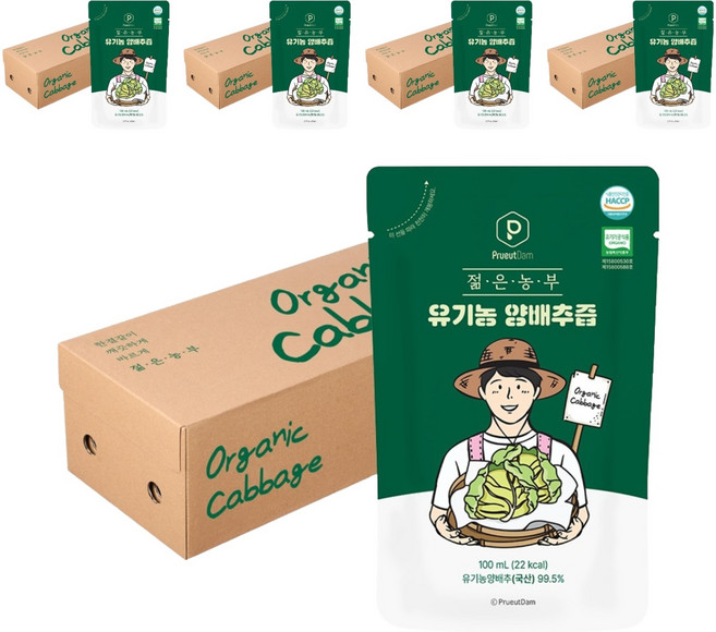 푸릇담 유기농 젊은농부 양배추즙, 100ml, 150개