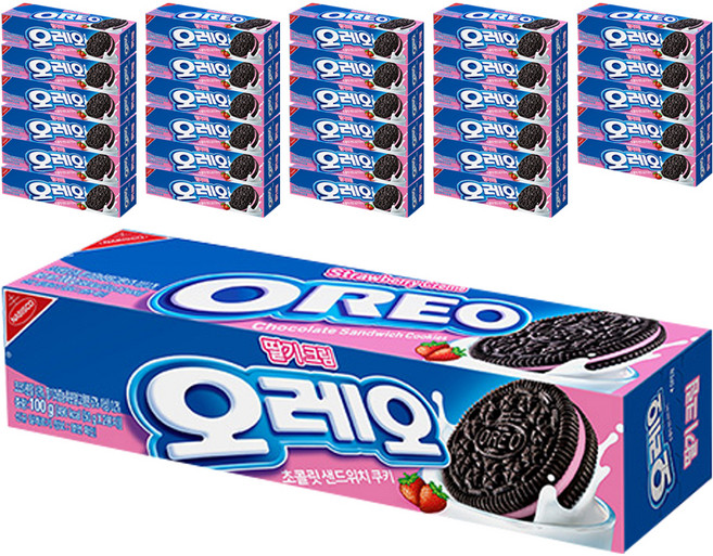 오레오 초콜릿 샌드위치 쿠키 딸기크림, 100g, 48개