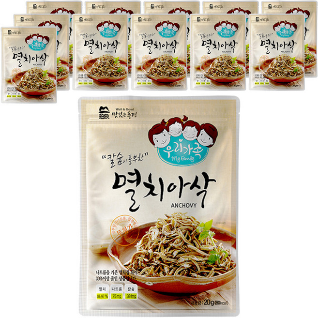 맛있는풍경 칼슘이 풍부한 멸치아삭, 20g, 12개