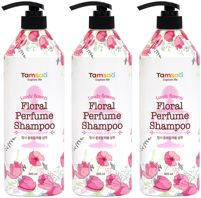 탐사 플로랄 퍼퓸 샴푸, 605ml, 3개