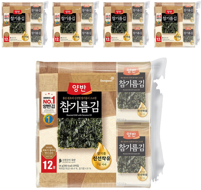 Dongwon 東遠 芝麻油海苔, 4.5g, 60包
