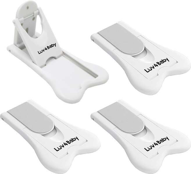 Luv4BABY 推拉門安全鎖 4入 + 備用3M貼紙 2入組, 1套, 混合色