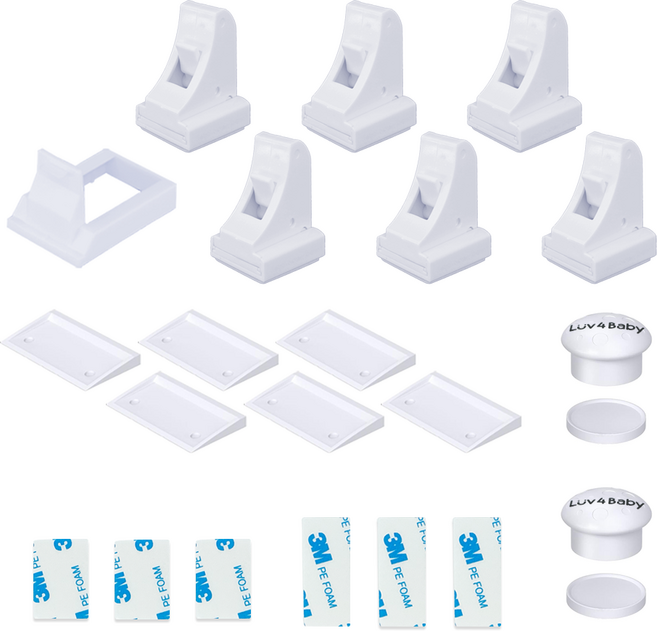 러브포베이비 좁은형 자석 안전잠금장치, 화이트, 1세트