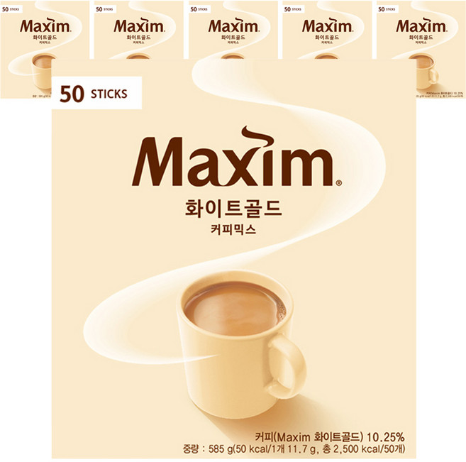 맥심 화이트골드 커피믹스, 11.7g, 50개입, 6개