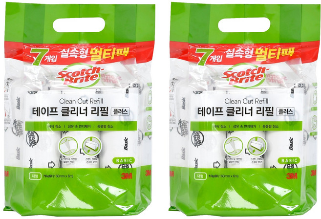 스카치브라이트 실속형 테이프 클리너 플러스 7p 세트 리필 대형, 2개