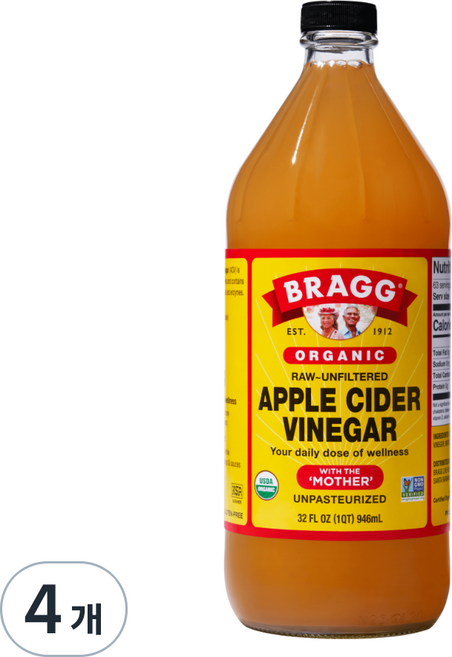 브래그 애플사이다비네거 음용식초, 946ml, 4개