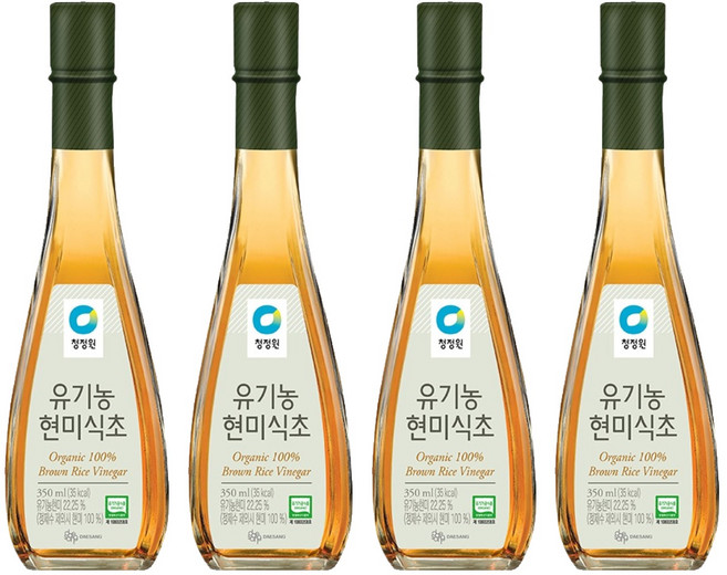 청정원 유기농 현미식초, 350ml, 4개