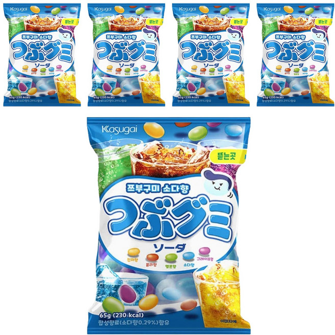 Kasugai 春日井 雷根軟糖 綜合汽水風味, 65g, 5包