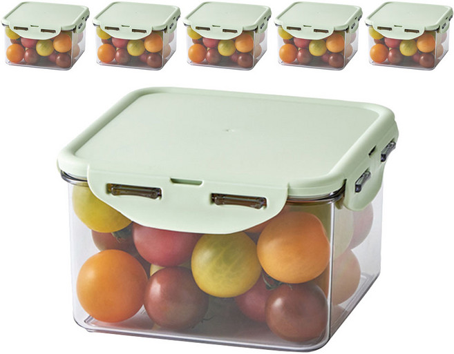 락앤락 비스프리 퓨어 정사각 밀폐용기 라이트그린, 6개, 1.3L