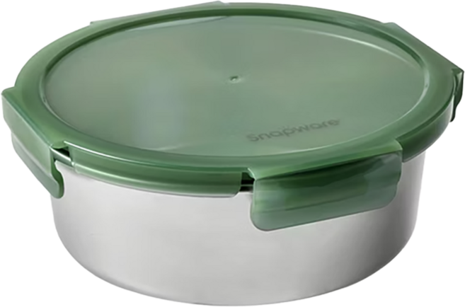 Corelle Brands 康寧餐具 Snapware Eco Fresh 可微波 316 不鏽鋼保鮮盒 1550ml, 不鏽鋼 銀色 + 綠色, 1個