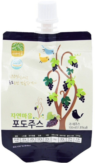 Nature Village 自然村 果汁 葡萄, 100ml, 1包