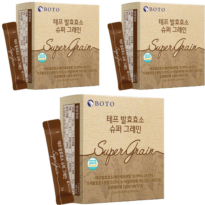 보뚜 테프 발효효소 슈퍼 그레인 영양제 30p, 90g, 3개