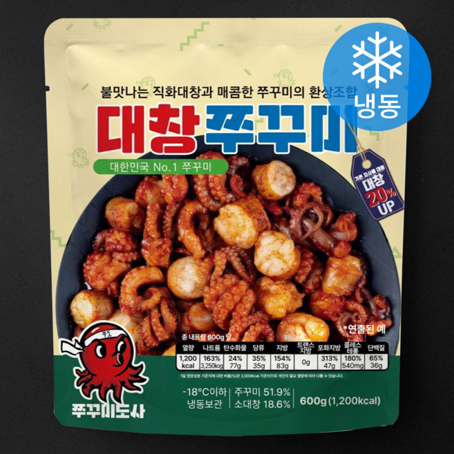 쭈꾸미도사 대창 쭈꾸미 (냉동), 600g, 1팩