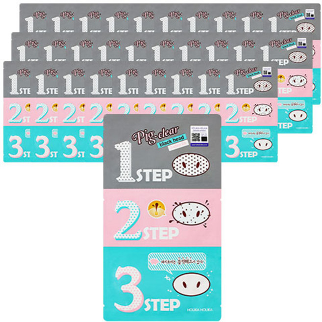 홀리카홀리카 피그 클리어 블랙헤드 3 step 키트 코 팩, 5개입, 6개