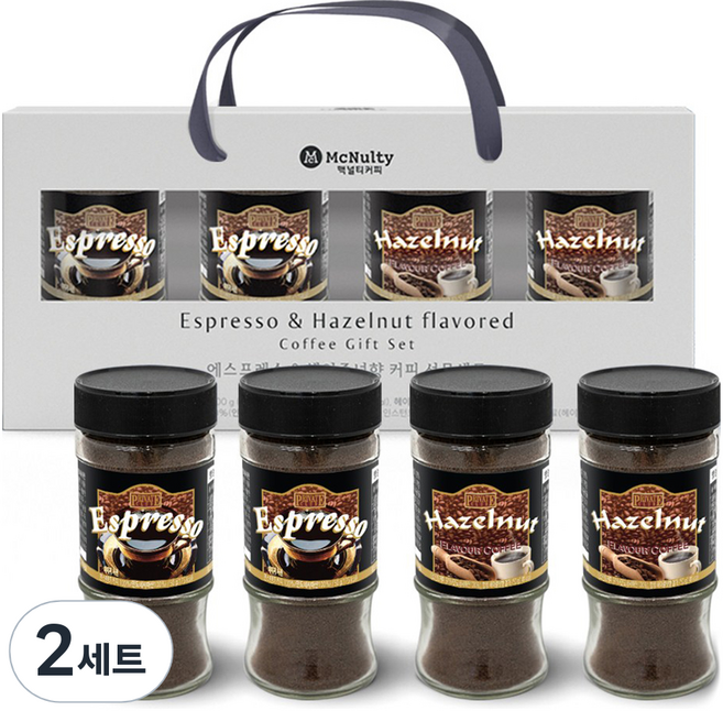 맥널티커피 인스턴트 원두 병커피 선물 세트, 50g 2종 x 2p, 2세트