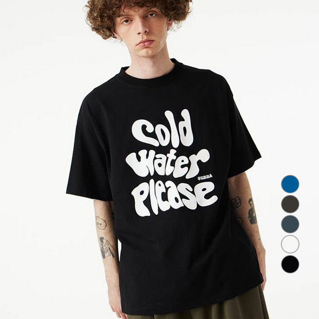 어반에이지 남녀공용 통기성 콜드 워터 플리즈 오버핏 면 반팔 티셔츠