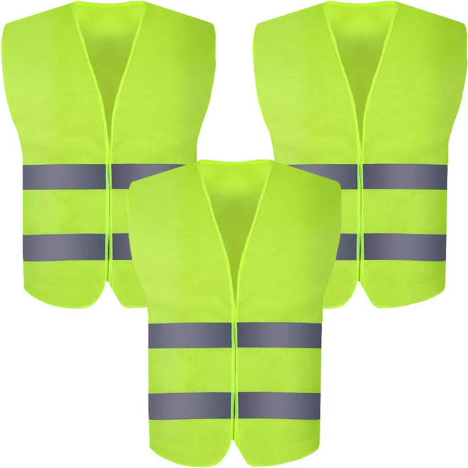 小麥購物 保全反光背心 基礎款 3件, 螢光綠 + 灰色, 1組