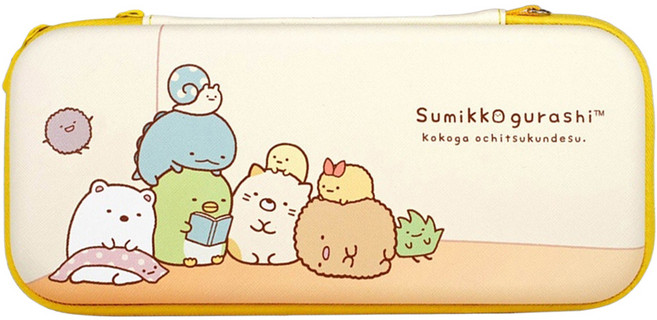 Sumikkogurashi 角落生物 Nintendo Switch專用收納包 硬殼 26 x 13 x 4cm, SG-SW002, 金字塔 米黃色, 1盒