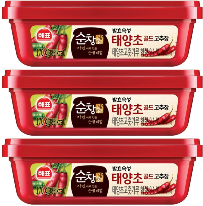 순창궁 태양초 골드 고추장, 170g, 3개