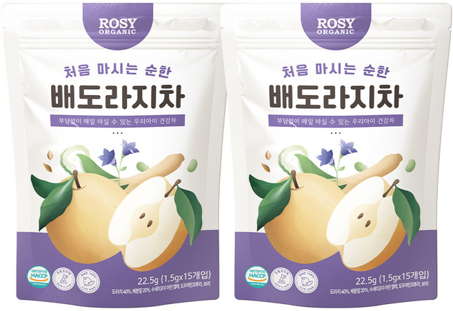 로지오가닉 처음 마시는 순한 배도라지차, 22.5g, 15개입, 2개