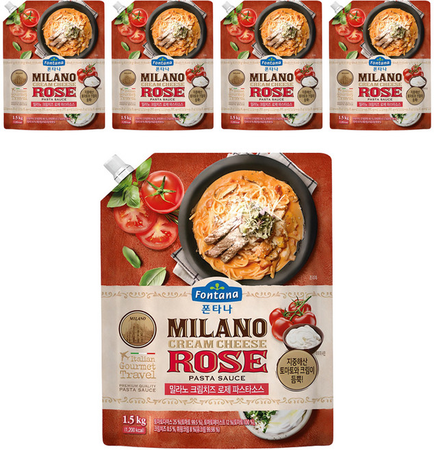 폰타나 밀라노 크림치즈 로제 파스타소스, 1.5kg, 5개