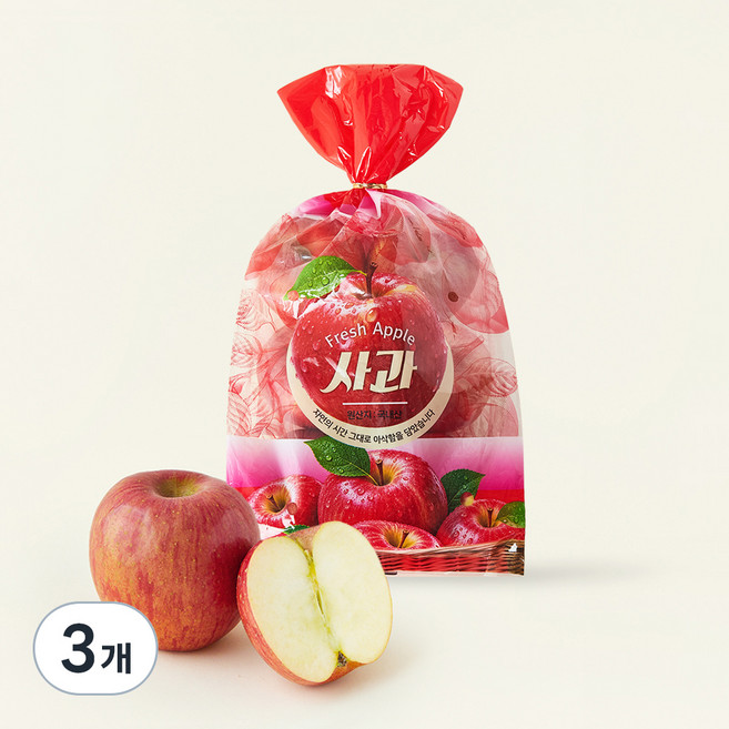다조은 사과, 3개, 1.3kg(중과, 5~6입)