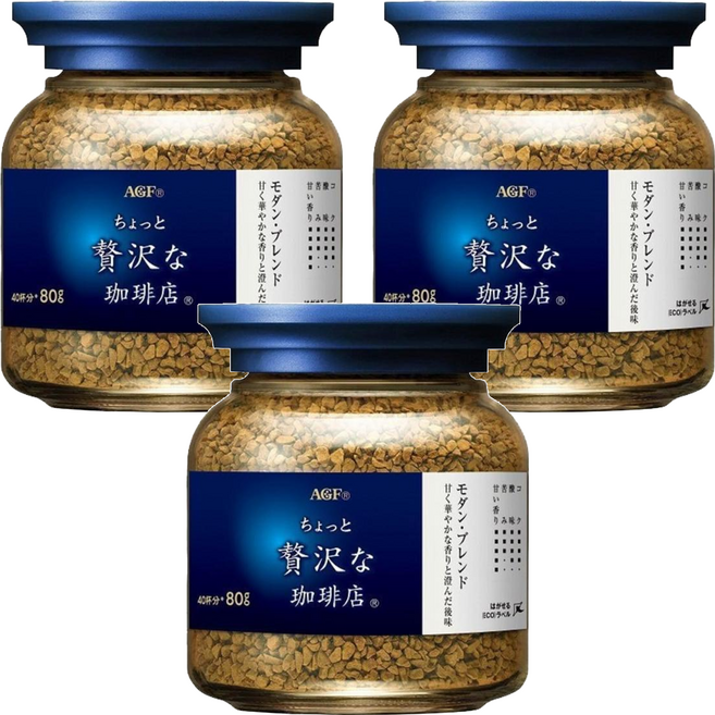 AGF 微奢華咖啡店 華麗柔順咖啡, 80g, 1入, 3罐