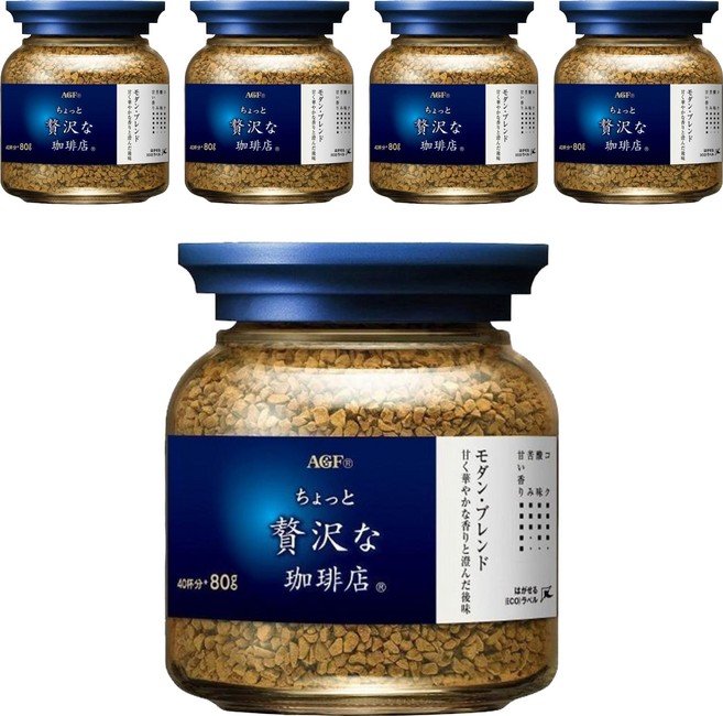AGF 微奢華咖啡店 華麗柔順咖啡, 80g, 1入, 5罐