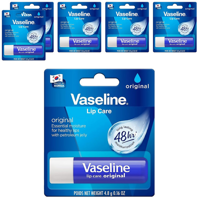 Vaseline 凡士林 護唇膏, 原味無香, 4.8g, 6支