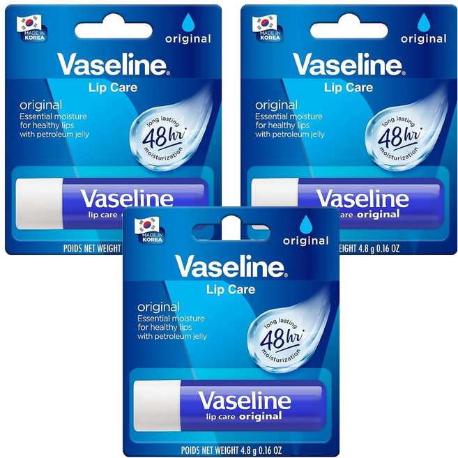 Vaseline 凡士林 護唇膏, 原味無香, 4.8g, 3支