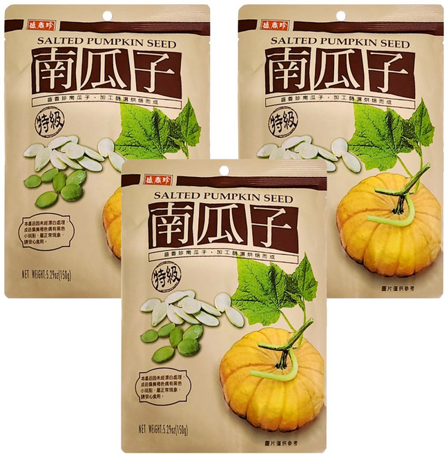 盛香珍 特級南瓜子, 150g, 3個