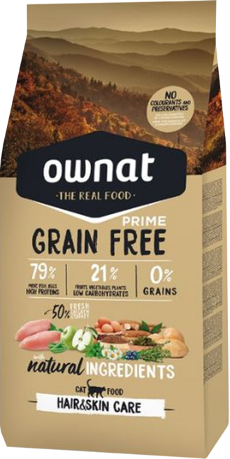 ownat 歐娜特 全齡貓無穀全天然配方 乾飼料 皮毛保健, 放牧雞肉 + 火雞肉, 1000g, 1袋