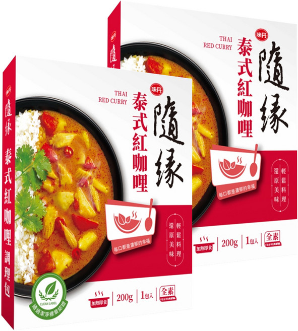 味丹 隨緣 泰式紅咖哩調理包 全素, 200g, 2盒
